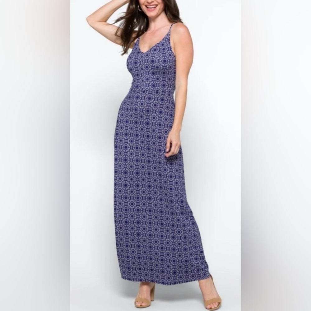 Market & Spruce Navy Geometric Maxi Dress
